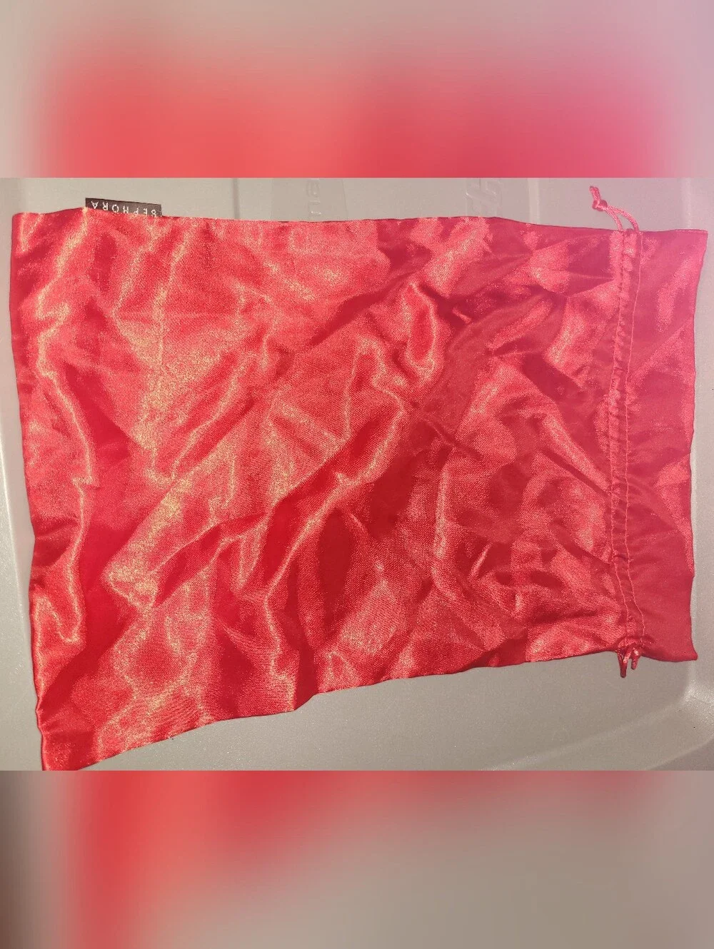 Sephora Vibrant Shiny Red Satin Fabric Bag